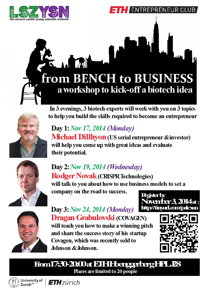 Bench to Business poster from 2014